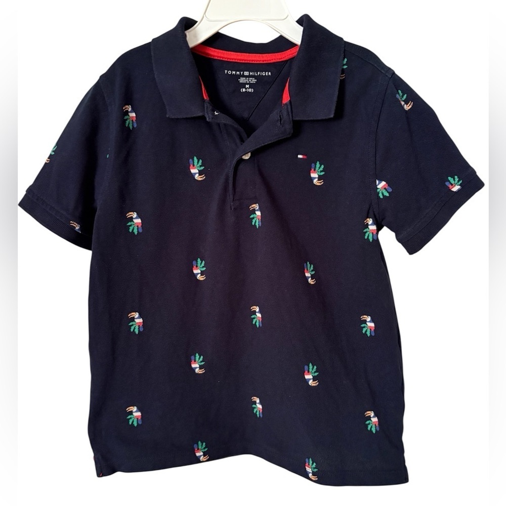 Tommy Hilfiger polo shirt for boys unique tucan design size M 8-10Y 100% cotton